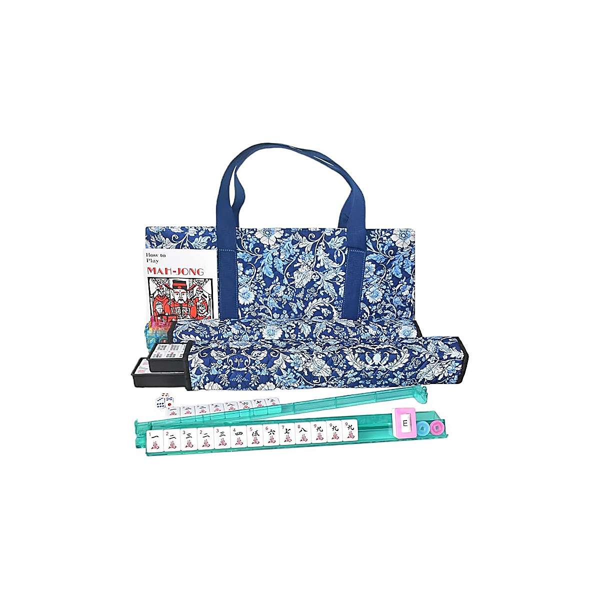 30mm Pure White American Mahjong Set with Mini Tote & Short Tray